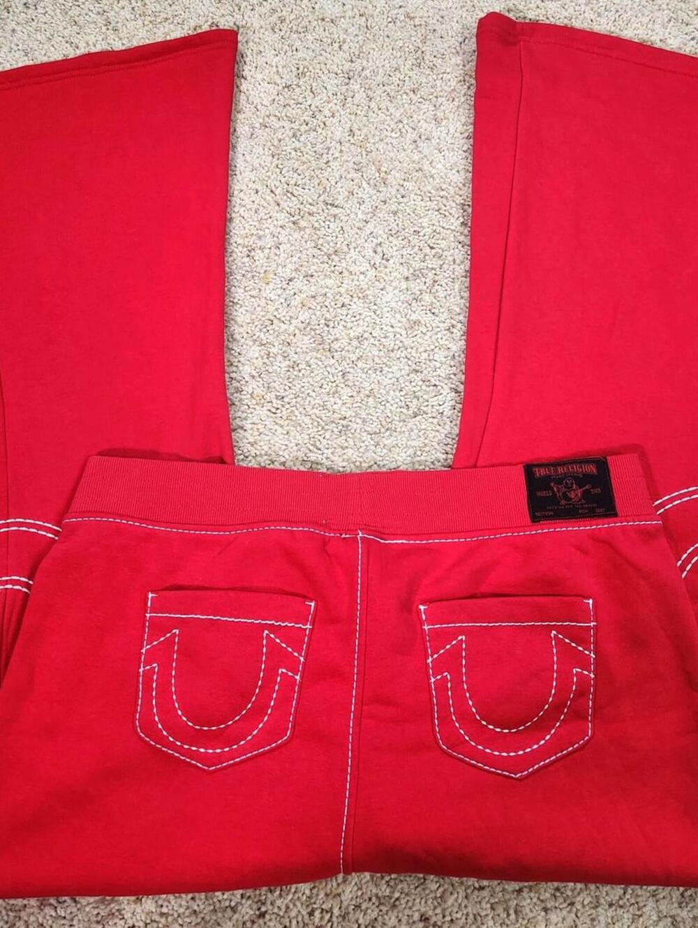 True Religion Red Boot-Cut Women's Jeans with Signature Stitching